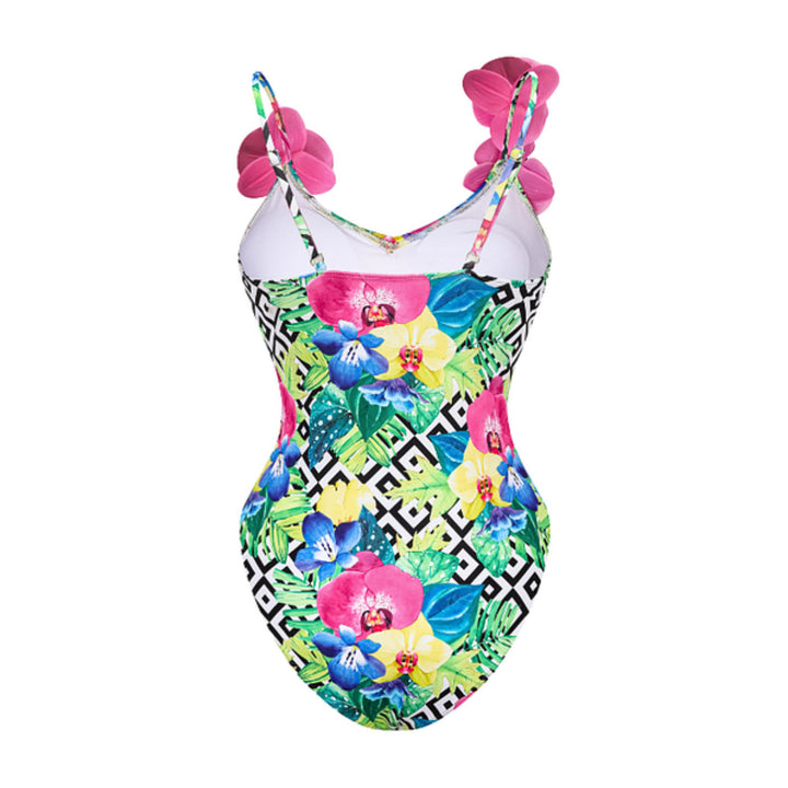 Damen Blumenmuster Badeanzug und Rock Set Echo Archiv