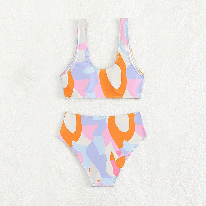 Damen Hoch geschnittenes Bikini-Set mit modischem V-Ausschnitt Echo Archiv