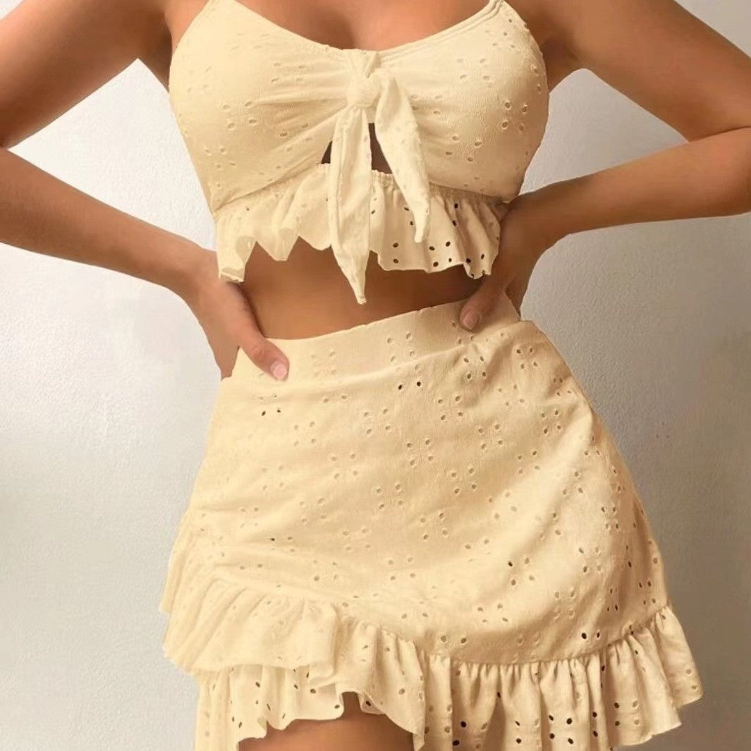 Damen verspieltes Crop-Top und Rüschensrock-Set Echo Archiv