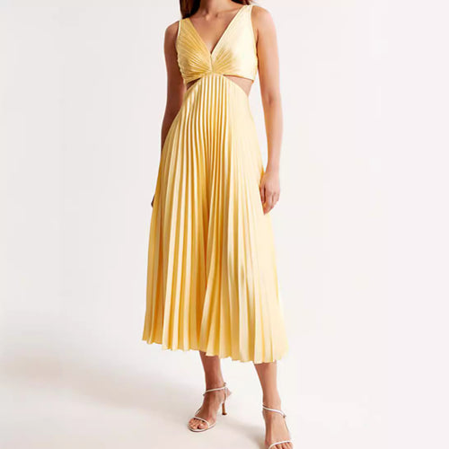 Damen nan plissiertes Midikleid mit gedrehter Bustierpartie und seitlichen Cut-Outs Echo Archiv