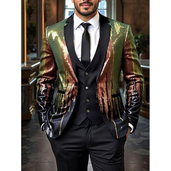 Herren Glamouröser Pailletten-Smokingblazer Echoarchiv 1761380182