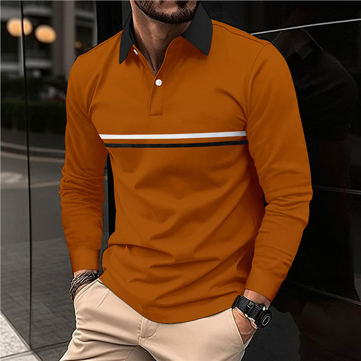 Herren Langarm Poloshirt mit modernem Streifenmuster Echoarchiv