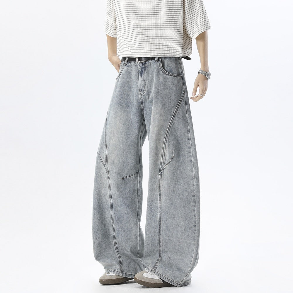Herren Weite Baggy-Jeans mit hoher Taille, extra weitem Bein und dekorativen Teilungsnähten Echoarchiv