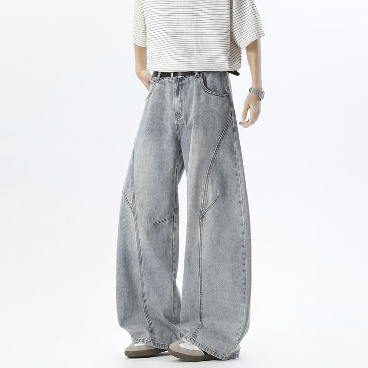 Herren Weite Baggy-Jeans mit hoher Taille, extra weitem Bein und dekorativen Teilungsnähten Echoarchiv