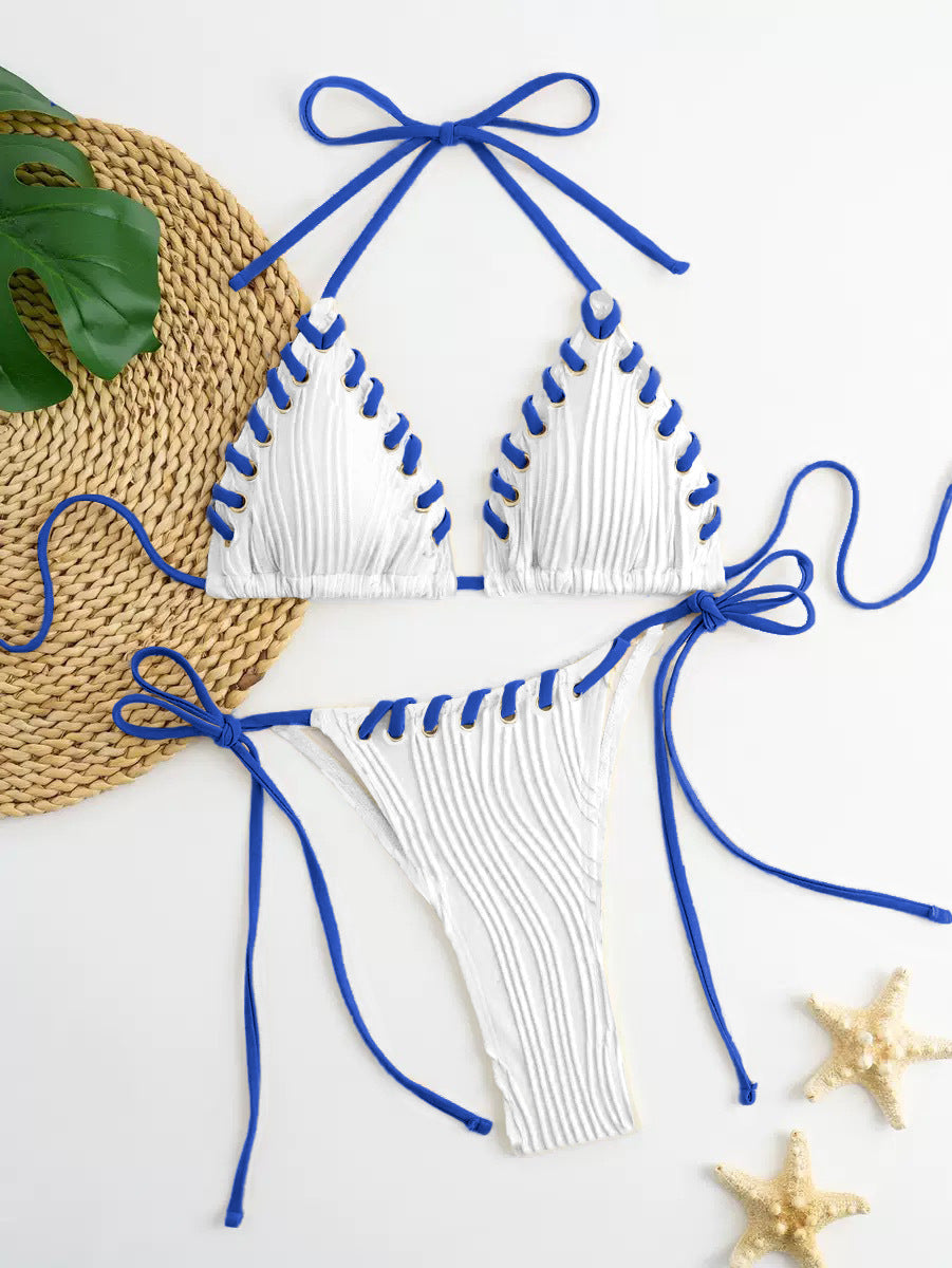 Damen Triangel-Bikini mit raffinierten Schnürdetails und moderner Rippstruktur Echo Archiv