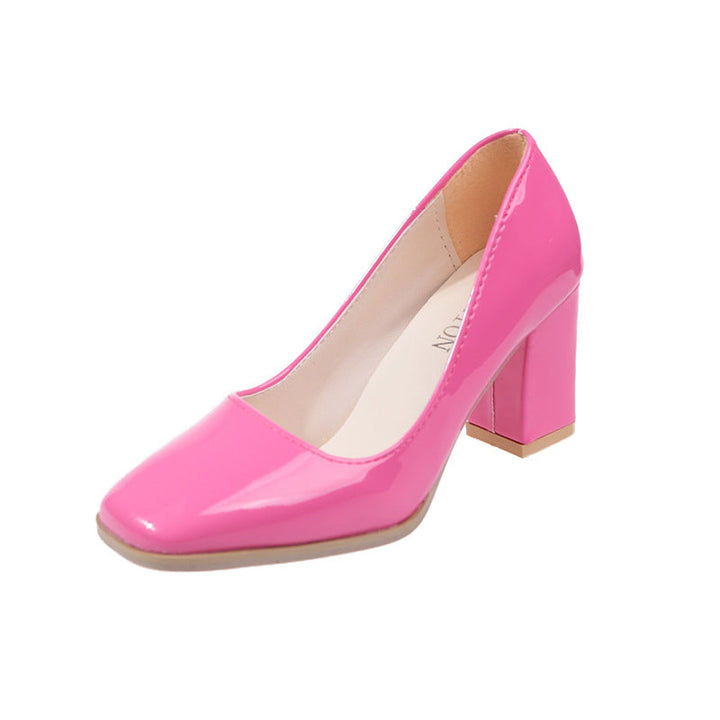 Damen elegante Pumps mit quadratischer Zehenkappe und hohem Blockabsatz Echoarchiv