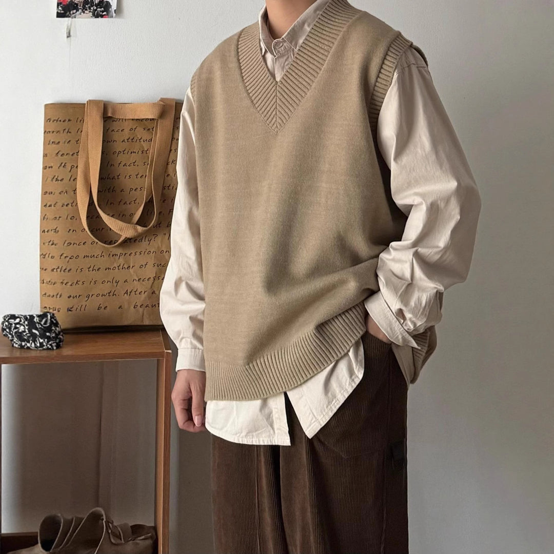 Herren klassischer V-Ausschnitt Strickpullover Echoarchiv