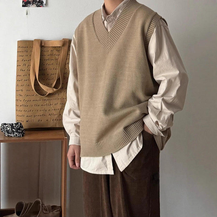 Herren klassischer V-Ausschnitt Strickpullover Echoarchiv