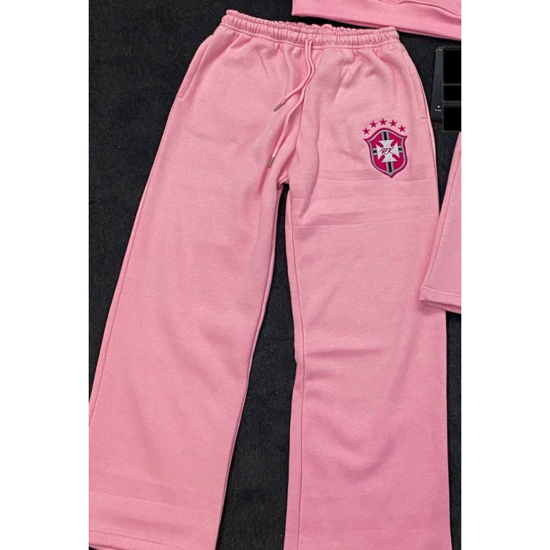 Damen nan weite Jogginghose mit elastischem Bund, Tunnelzug und gesticktem Emblem Echo Archiv