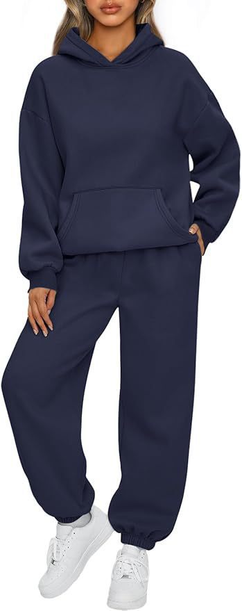 Damen nan luxuriöses Oversize-Loungewear-Set Kapuzenpullover mit Kängurutasche und weit geschnittene Jogginghose mit elastischen Knöchelabschlüssen Echo Archiv