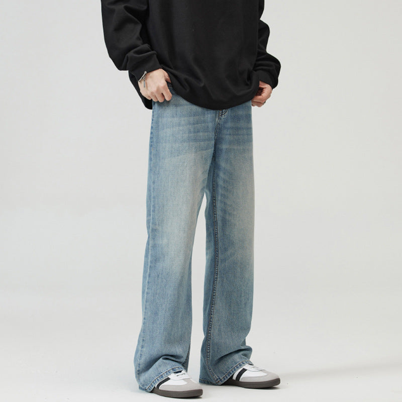 Herren Weite verwaschene Baggy-Jeans mit ausgestelltem Bein und verlängertem Saum Echo Archiv