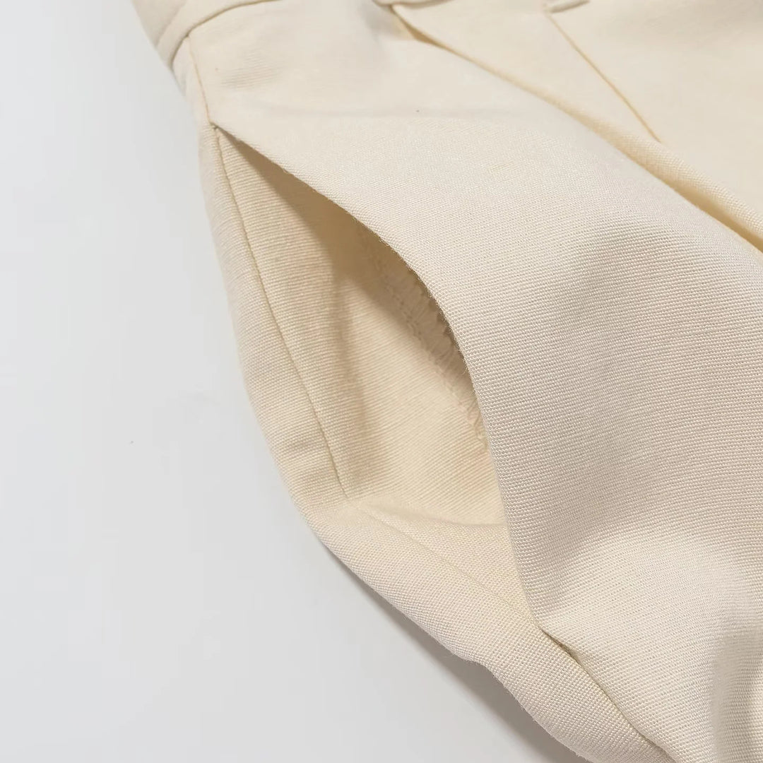 Damen hochtaillierte Palazzo-Hose mit Bundfalten, weitem Bein und verdeckter Frontleiste – Avélisse