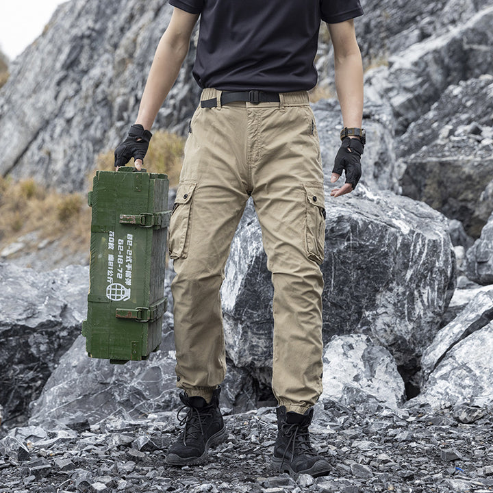 Herren Konisch geschnittene Utility‑Cargohose mit Tunnelzugbund, integriertem Gürtel und Mehrfachtaschen Echo Archiv