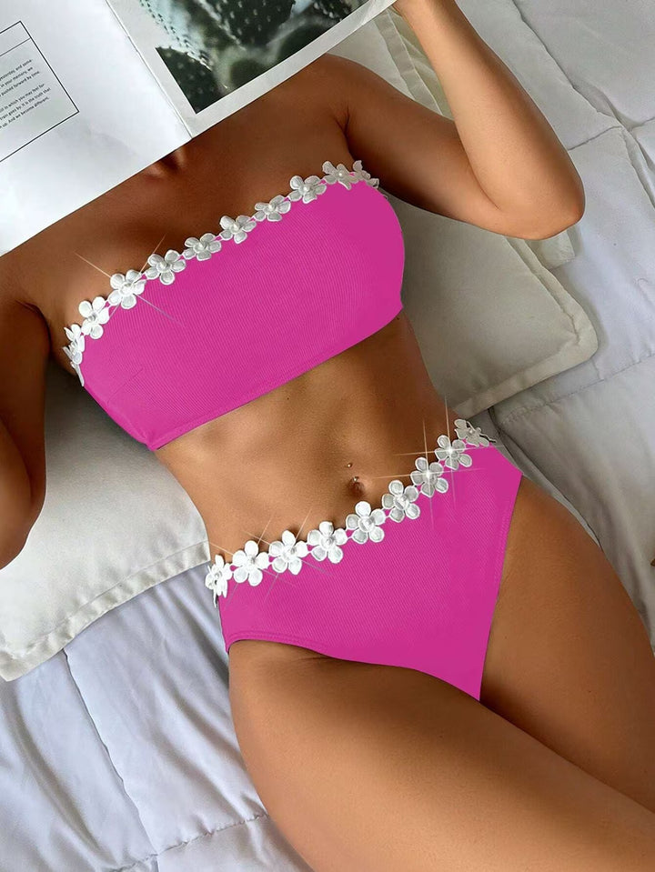 Damen Bandeau-Bikini mit floralen Akzenten Echo Archiv