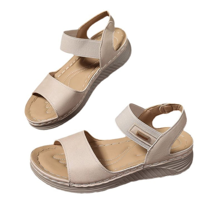 Damen Komfort-Sandalen mit elastischem Fersenriemen, gepolstertem Fußbett und leichter Keilsohle Echo Archiv