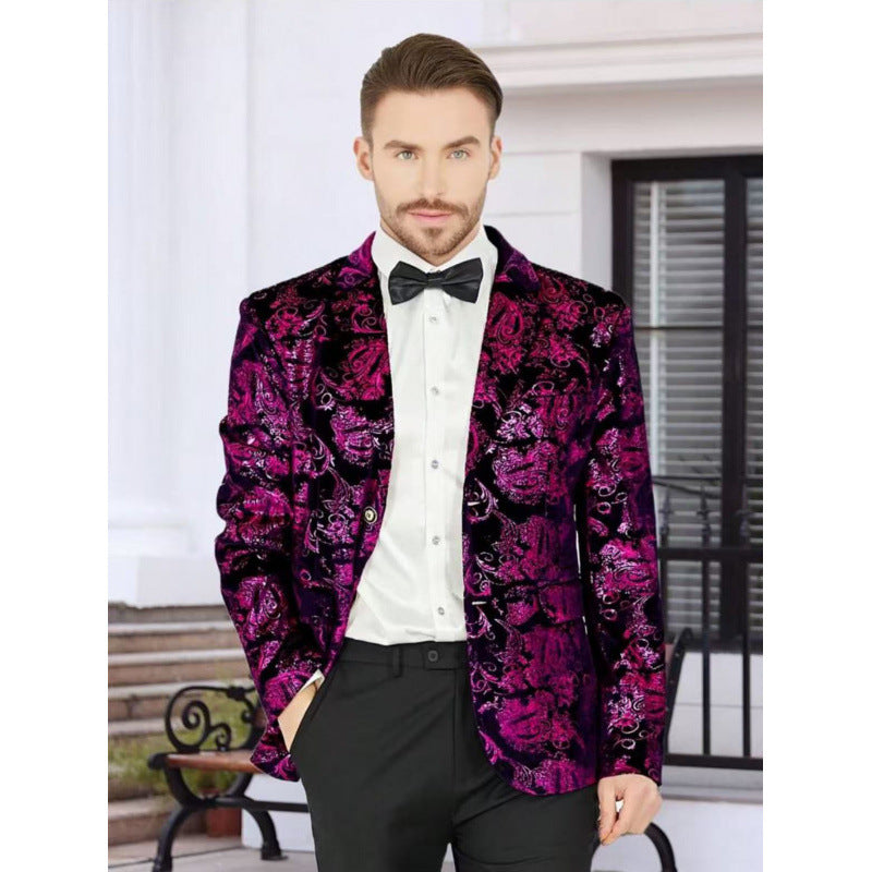 Herren Luxus Samtblazer mit floralem Jacquard-Muster Echoarchiv