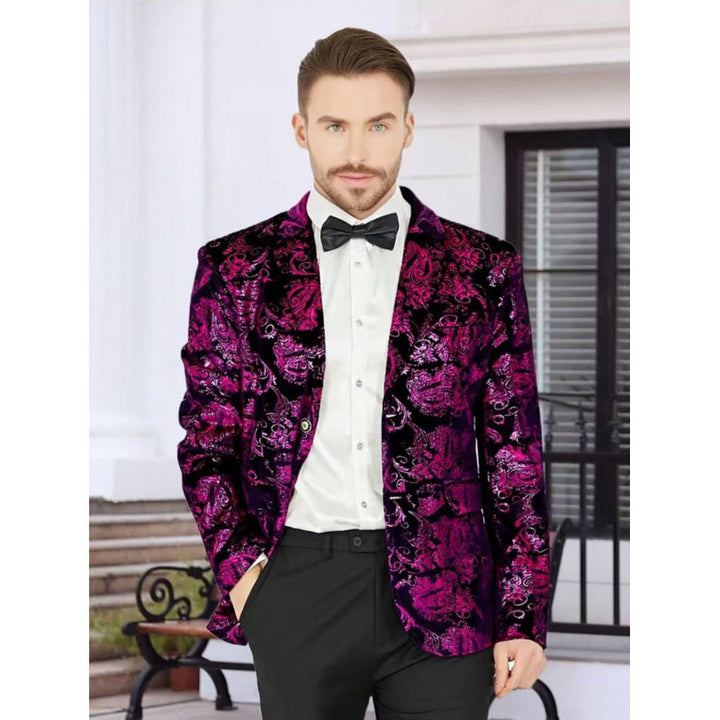 Herren Luxus Samtblazer mit floralem Jacquard-Muster Echoarchiv