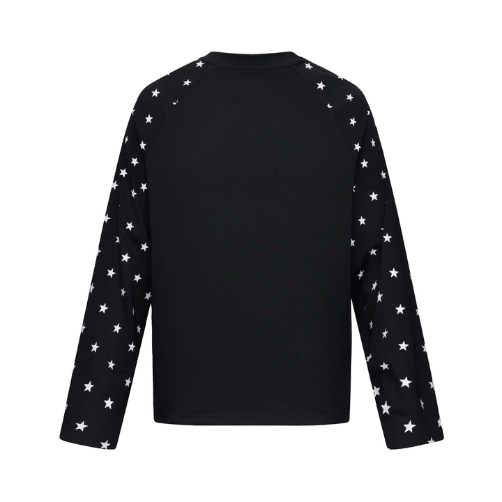 Unisex Langärmliges Sweatshirt mit Raglanärmeln, Stern-Printärmeln und Vintage-Grafik Echoarchiv
