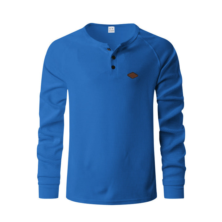 Herren Langarmshirt mit Knopfleiste und Struktur Echoarchiv