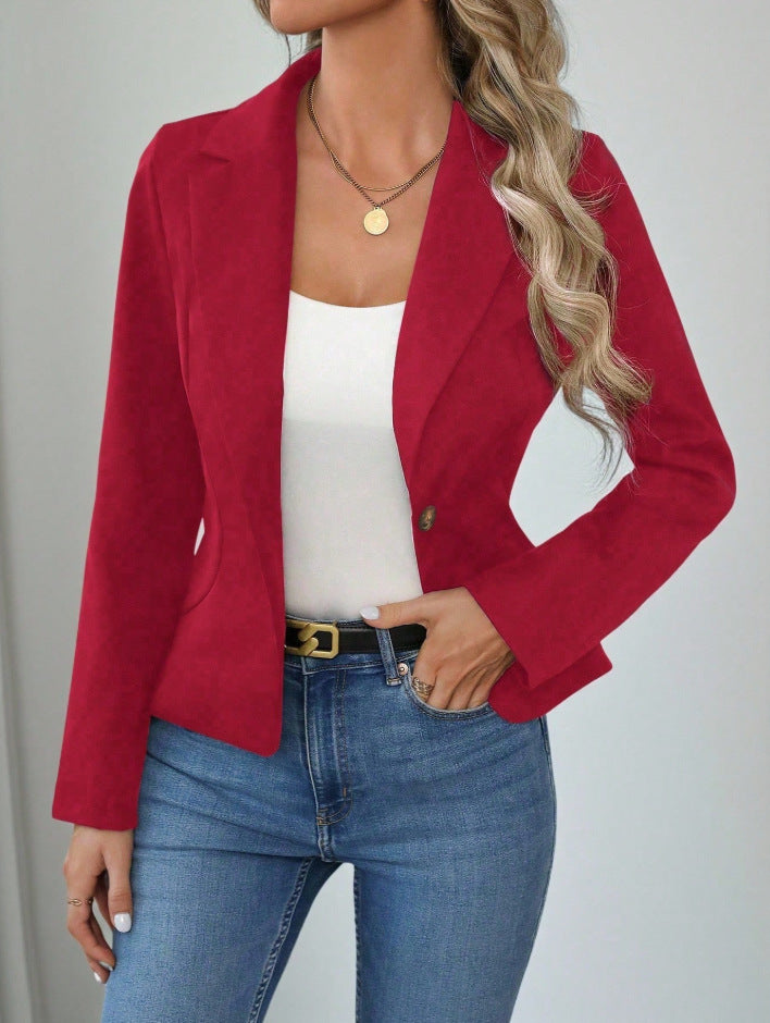Damen Taillierter Ein-Knopf-Blazer mit Reverskragen und Eingrifftaschen – Valéne