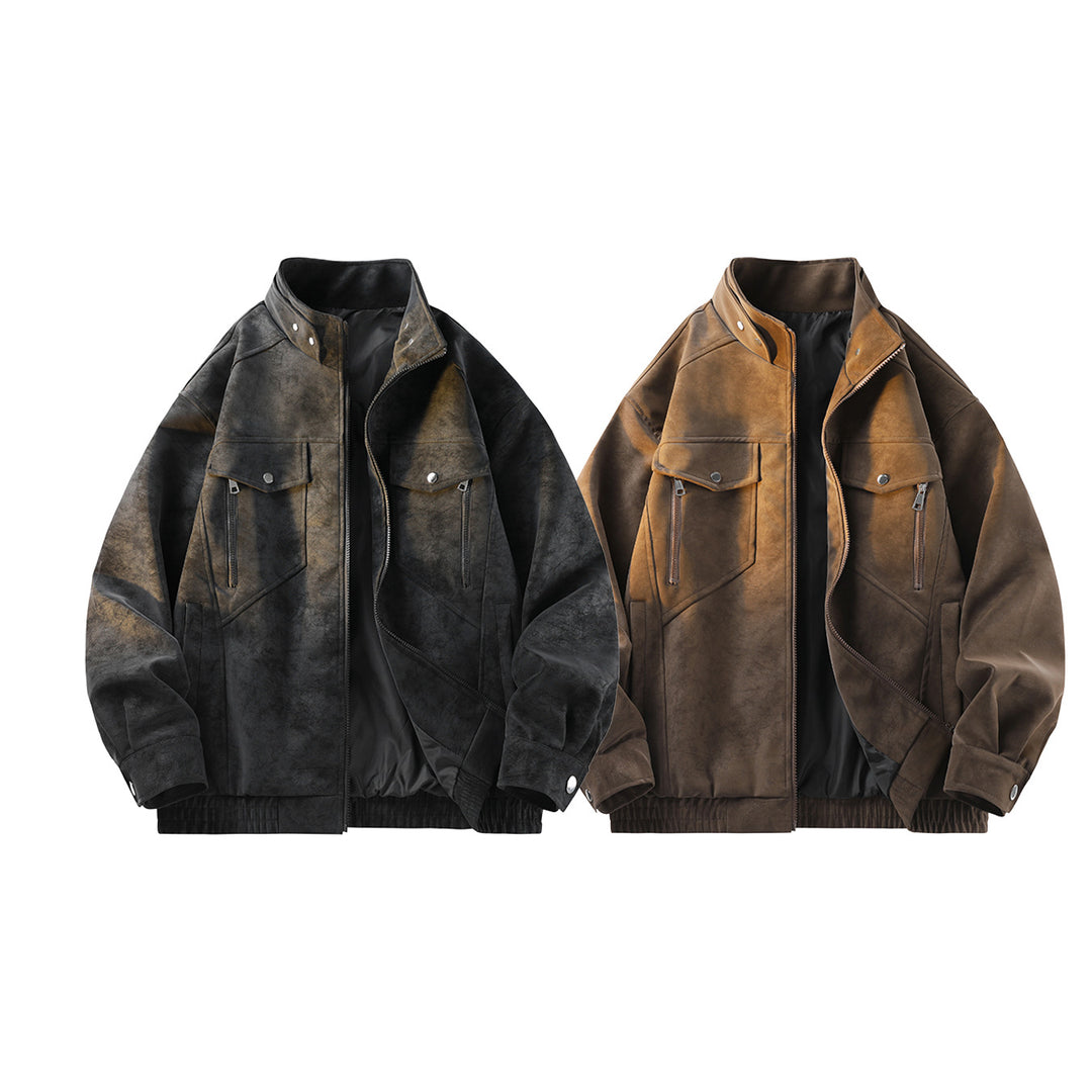 Herren Vintage-Optik Wildlederjacke mit Stehkragen, Utility-Taschen und Reißverschluss Echo Archiv