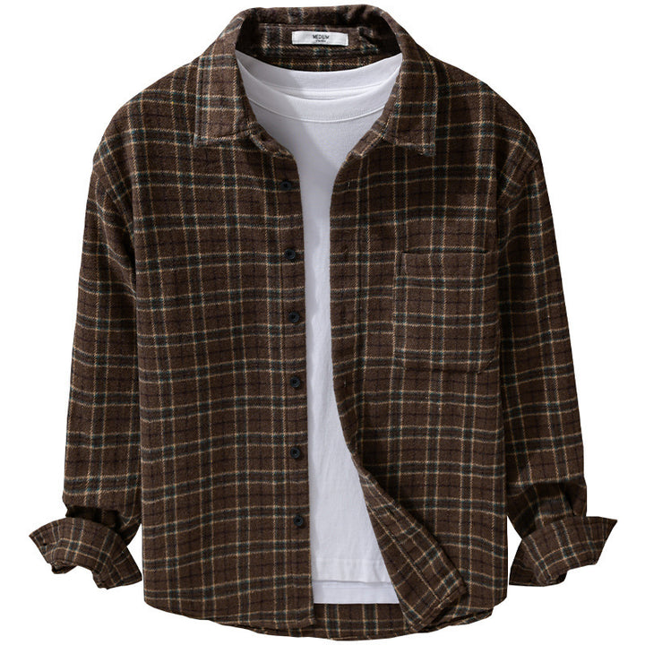 Herren Lockeres Flanell-Hemdjacken-Overshirt mit weichem Griff und aufgesetzter Brusttasche Echoarchiv