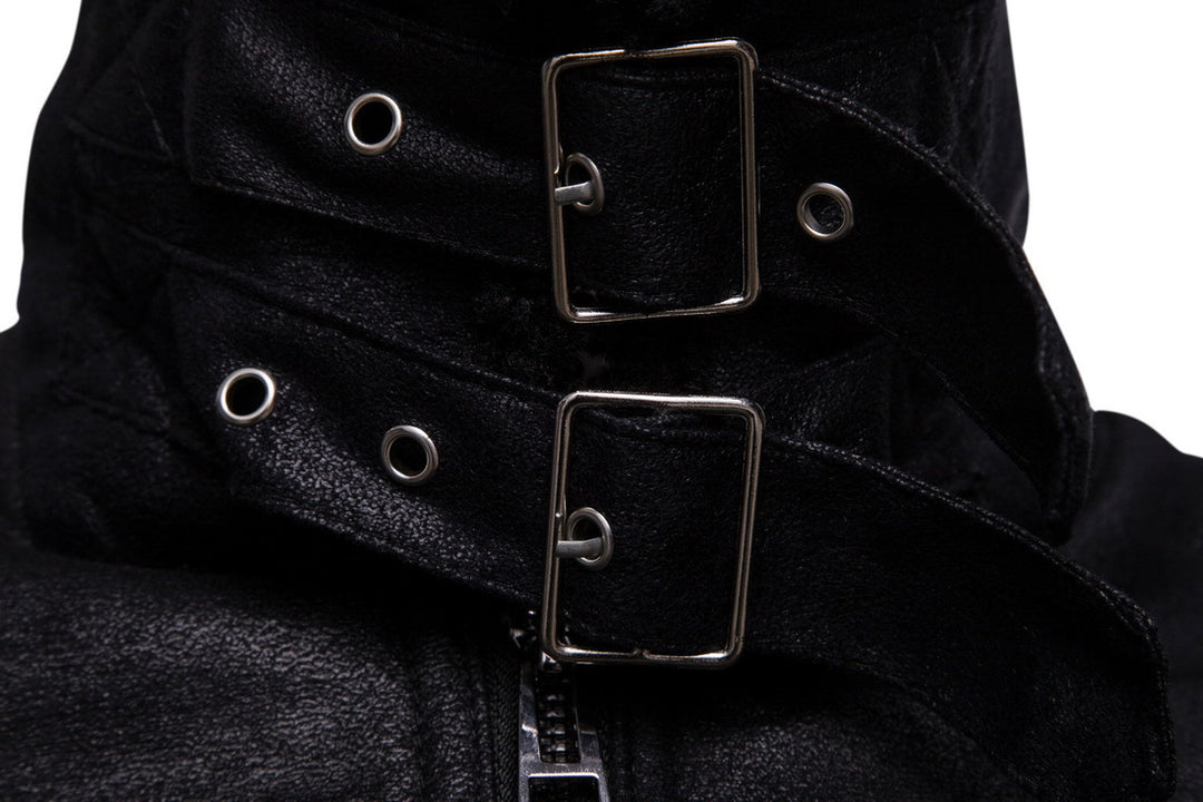 Herren Bikerjacke aus hochwertigem Kunstleder mit weichem Fleecekragen Echoarchiv