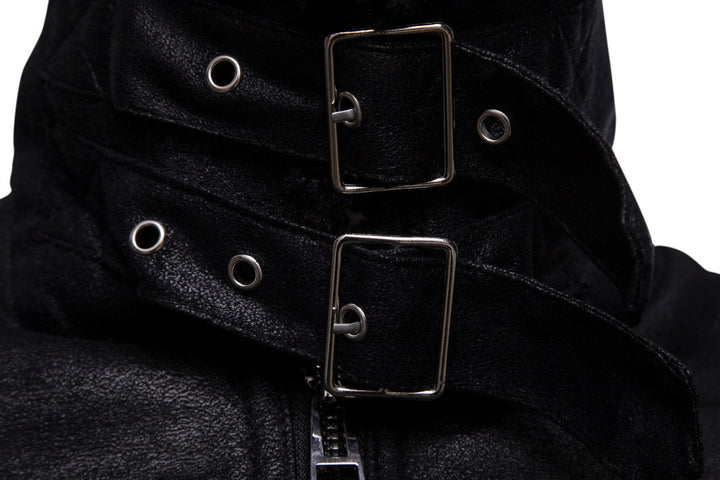 Herren Bikerjacke aus hochwertigem Kunstleder mit weichem Fleecekragen Echoarchiv