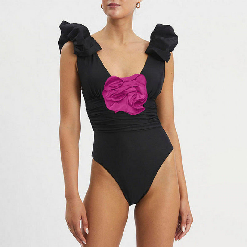 Damen Badeanzug mit elegantem Wickeldetail und langem, ombrefarbigem Rock Echo Archiv