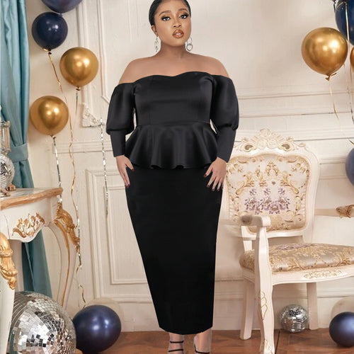 Damen Figurbetontes Peplum Kleid mit Off-Shoulder Ausschnitt Echo Archiv