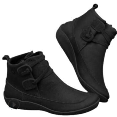 Damen Knöchelhohe Komfort-Boots aus Lederoptik mit Klettriemen und elastischer Schnürung – Varelle