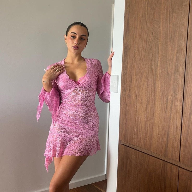 Damen Spitzenkleid mit eleganten Volants Echo Archiv