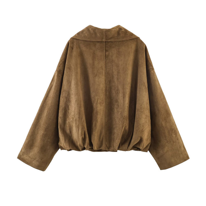 Damen Oversized Wasserfalljacke im Veloursleder-Look Echo Archiv
