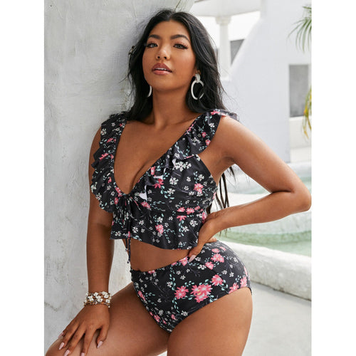 Damen Bikini-Set mit Rüschendesign und verstellbarem Oberteil Echo Archiv