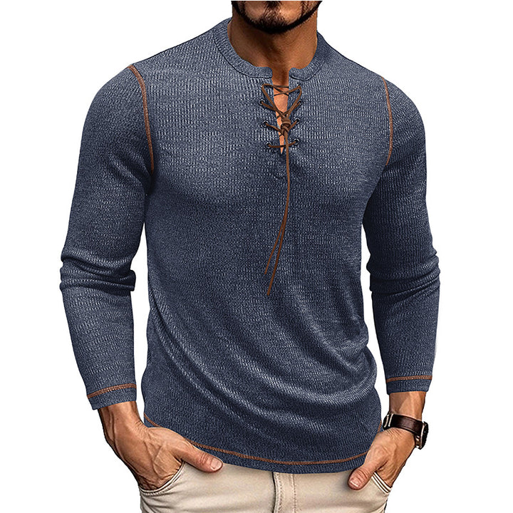 Herren Langarmshirt im modernen Henley-Stil mit Ziernähten Echoarchiv