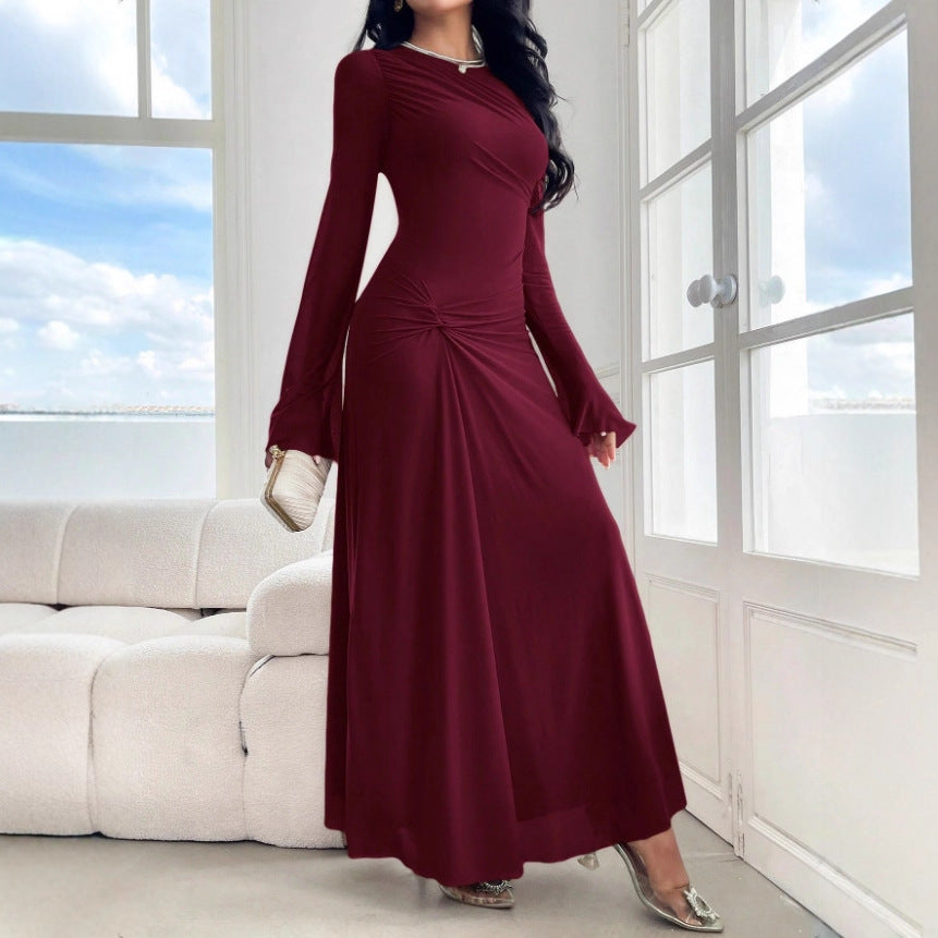 Damen Maxikleid mit geraffter Taillenpartie und Glockenärmeln Echo Archiv