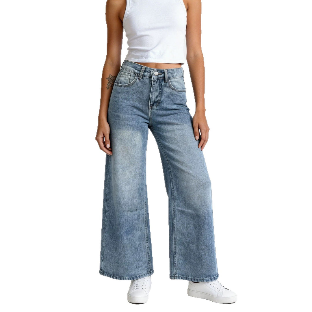 Damen nan hochgeschnittene Palazzo-Jeans mit extra weitem Bein und taillierendem Schnitt Echo Archiv