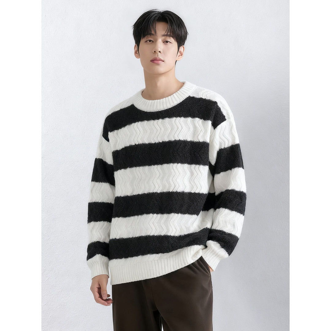 Herren Grobstrickpullover mit Wellenmuster Echoarchiv