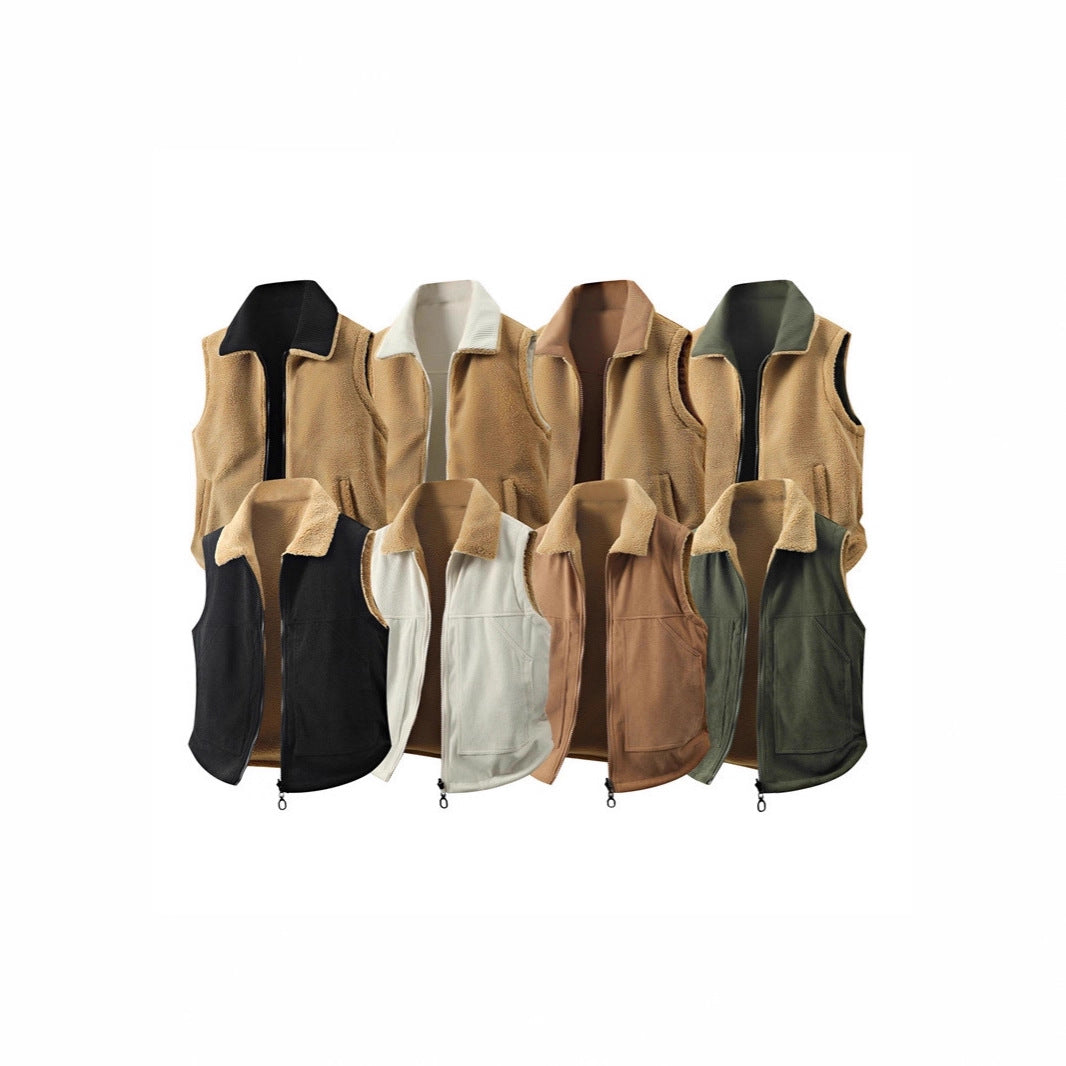 Damen Sherpa-Fleeceveste mit Rippenkragen, durchgehendem Reißverschluss und Eingrifftaschen – Avérine