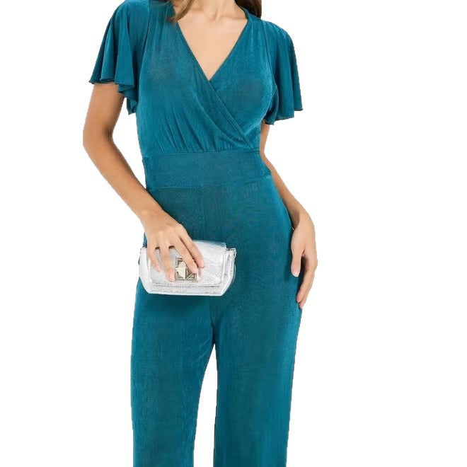 Damen eleganter Jumpsuit mit fließendem Schnitt und detailreichen Puffärmeln Echo Archiv