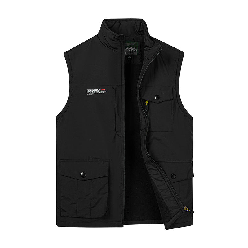 Herren Leichte Fleece-gefütterte Outdoor-Weste mit Mehrfachtaschen und Stehkragen – Marzano