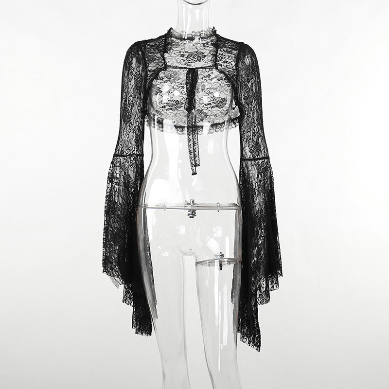 Damen figurbetonte Bluse mit Rüschendetails und Schnürung Echo Archiv