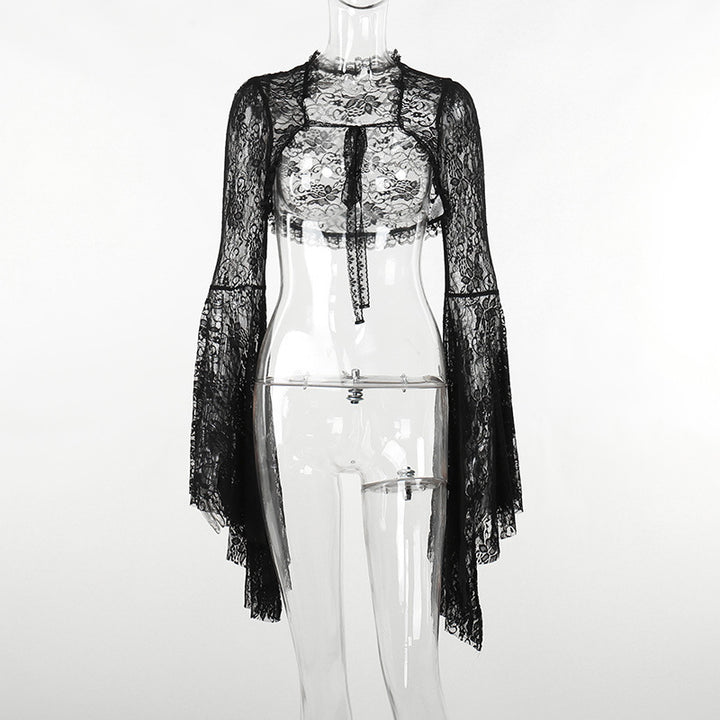 Damen figurbetonte Bluse mit Rüschendetails und Schnürung Echo Archiv