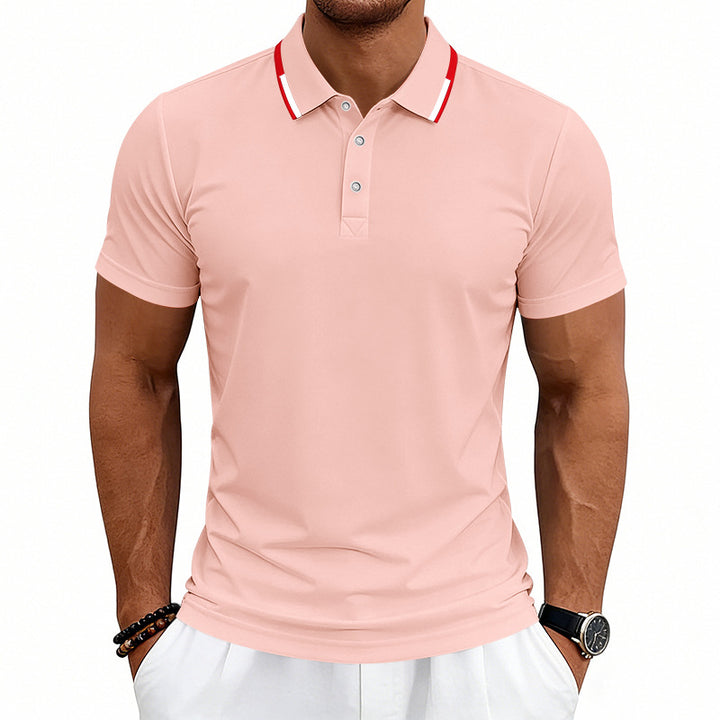 Herren nan tailliertes Kurzarm-Poloshirt mit Kontrastkragen aus atmungsaktivem Piqué Echo Archiv