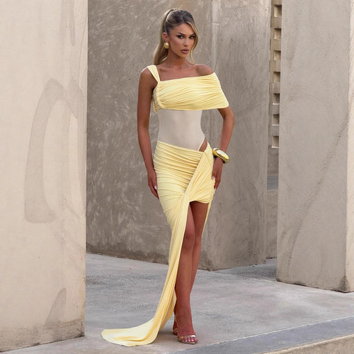 Damen Elegantes Wickelkleid mit asymmetrischem Schnitt und hohem Schlitz Echo Archiv