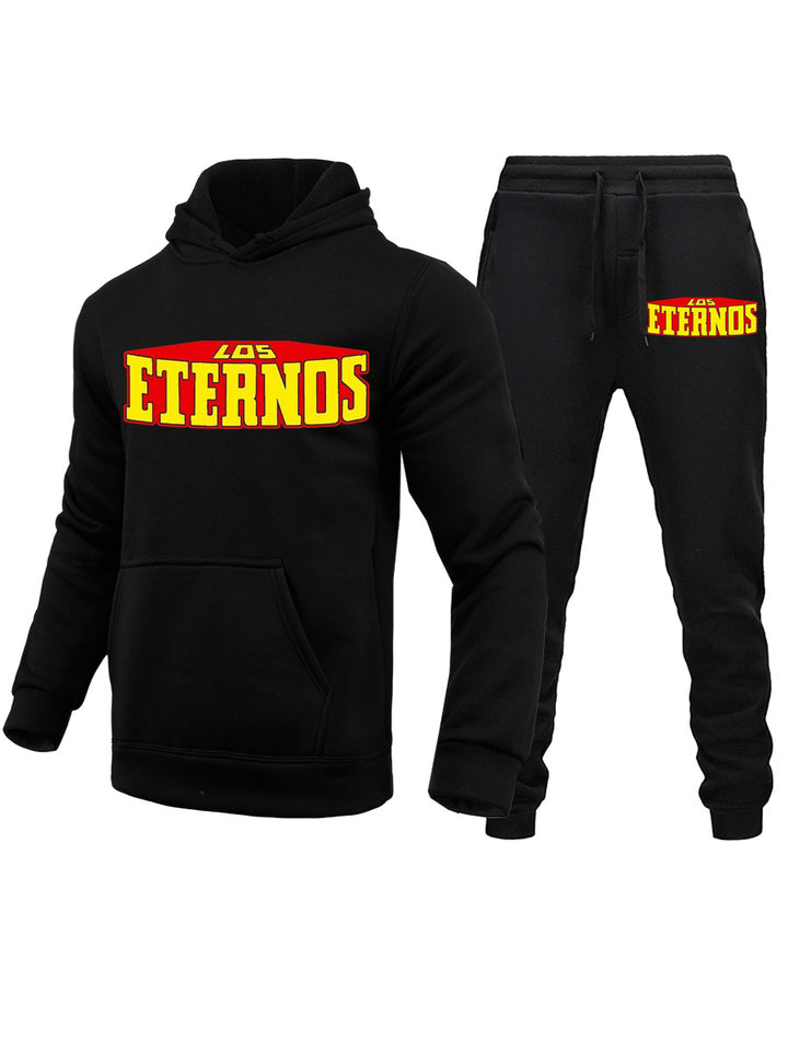 Herren Sportliches Hoodie- und Jogginghose-Set mit auffälligem Logo Echoarchiv