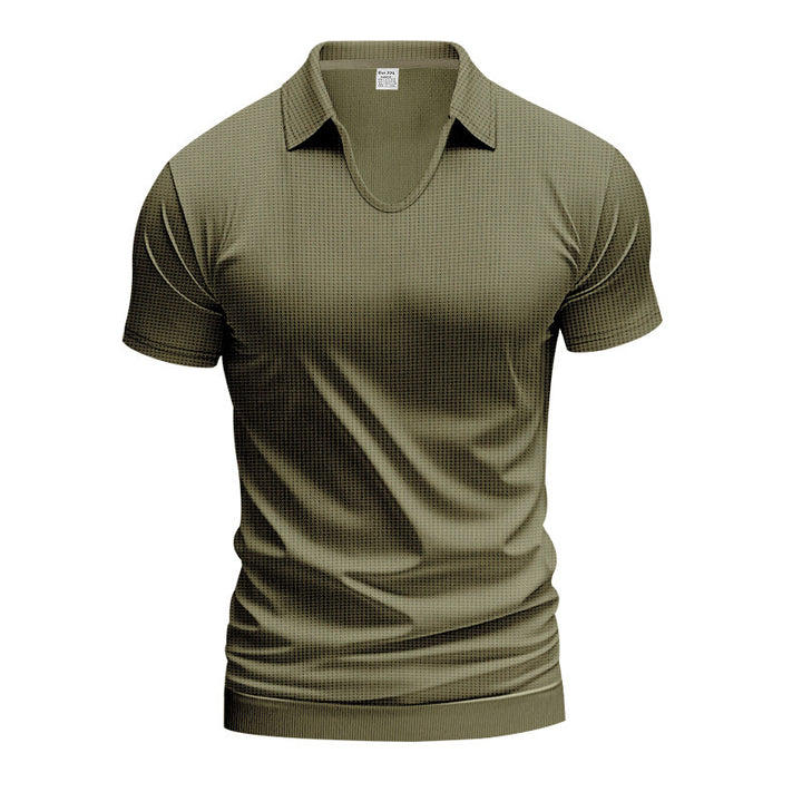 Herren kurzärmeliges Poloshirt mit strukturiertem Wabenmuster und modernem Schnitt Echoarchiv