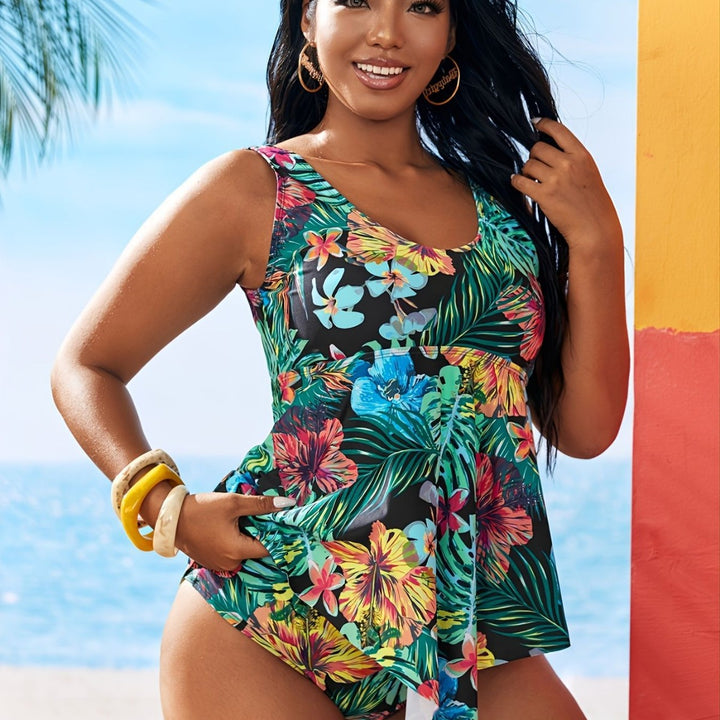 Damen Tankini mit floralem Design und asymmetrischem Schnitt Echo Archiv