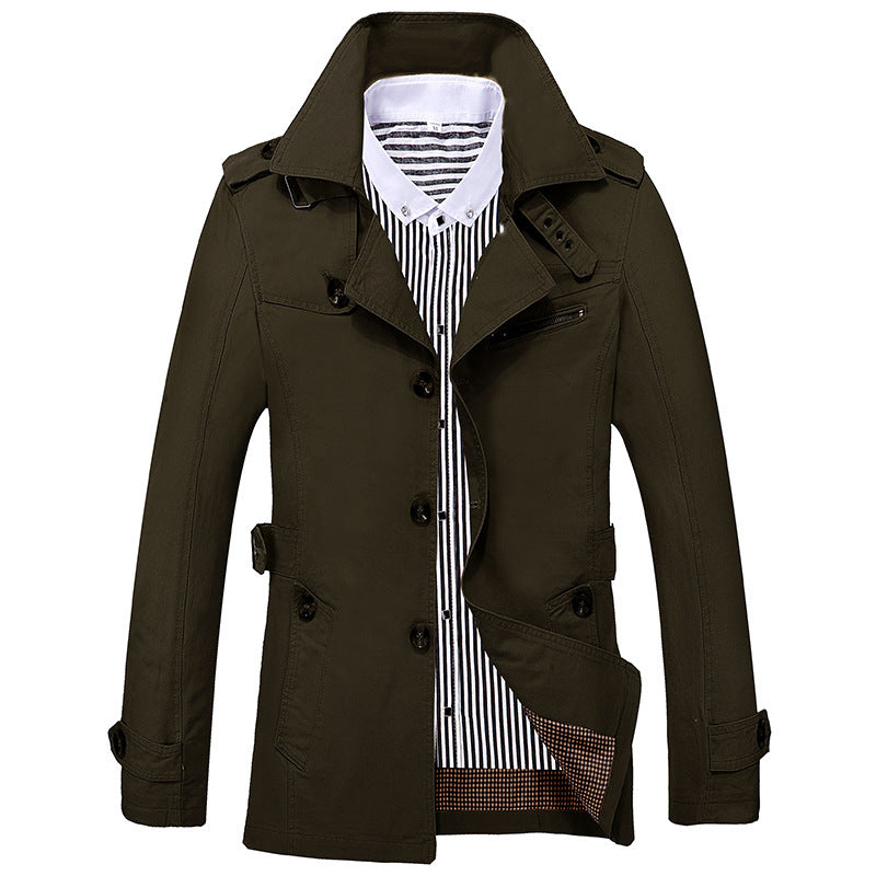 Herren leichter Baumwoll-Fieldcoat mit Hemdkragen, Epauletten und Brustreißverschluss – Taviero