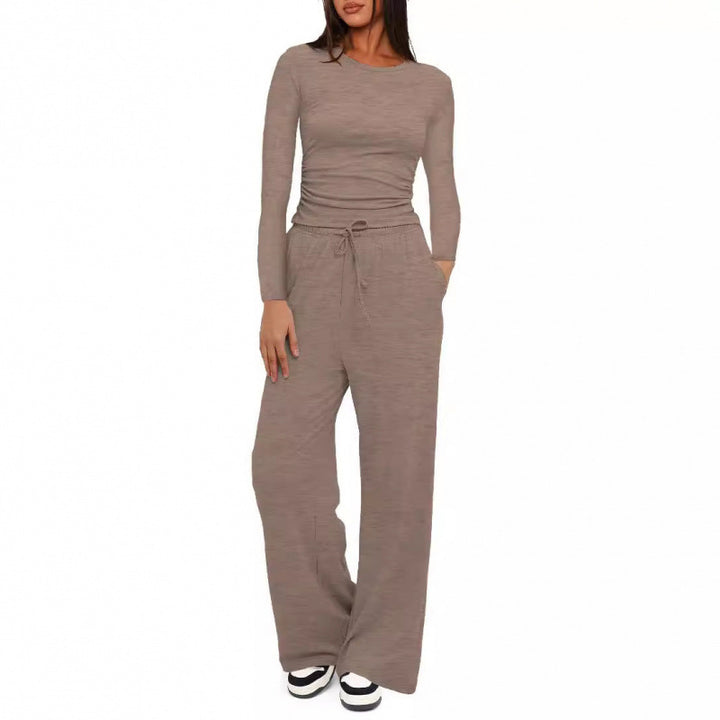 Damen Relax-Freizeithose mit extra weitem Bein, elastischem Bund und Kordelzug Echoarchiv